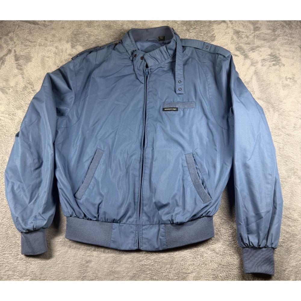 Vintage Members Only Jacket Mens 42 Blue Racer Bomber Cafe Moto 80s Style